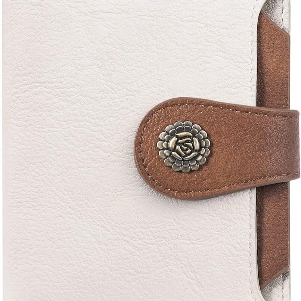 Women’s RFID Blocking Leather Wallet Compact Trifold Zipper Coin Purse